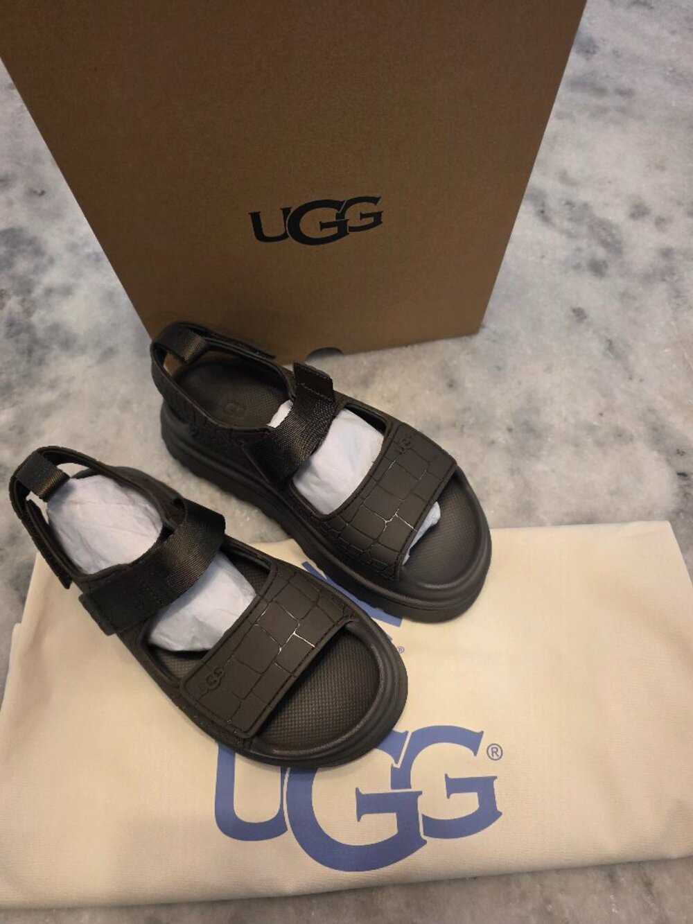 New UGG GoldenGlow Embossed Sandals - Picture 3 of 8